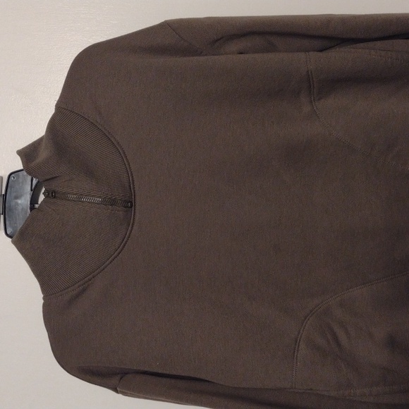 Fuzzy Fleece Lined Funnel Neck Yoga Sweater Size Small Oversized Dark Green WARM - Picture 3 of 15